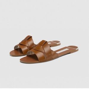 Zara Leather Slide-On Sandals